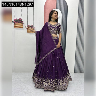 Embroidered Chinon Lehenga Choli for Women | Festive & Wedding Ready