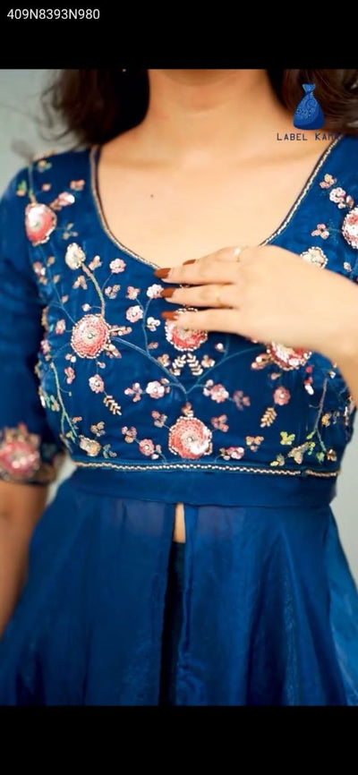 Embroidered Chinon Plazo Set with Shrug for Women | Festive Wear