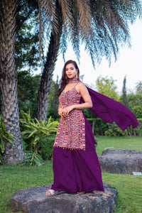 Embroidered Chinon Sharara Suit for Women | Festive Wear