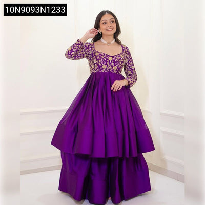 Embroidered Chinon Silk Peplum Lehenga Set for Women | Festive & Party Wear