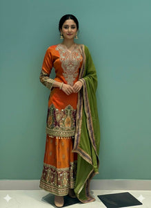 Embroidered Chinon Silk Women's Suit Set | Festive & Party Wear