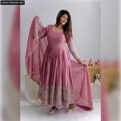 Embroidered Cinon Silk Gown Suit for Women | Party & Festive Wear