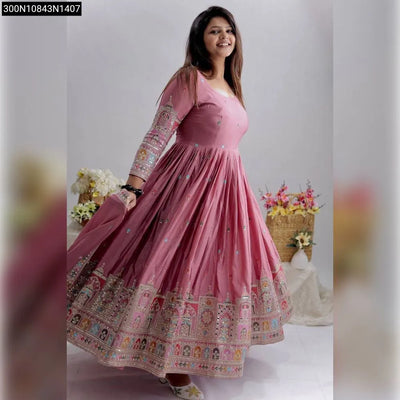 Embroidered Cinon Silk Gown Suit for Women | Party & Festive Wear