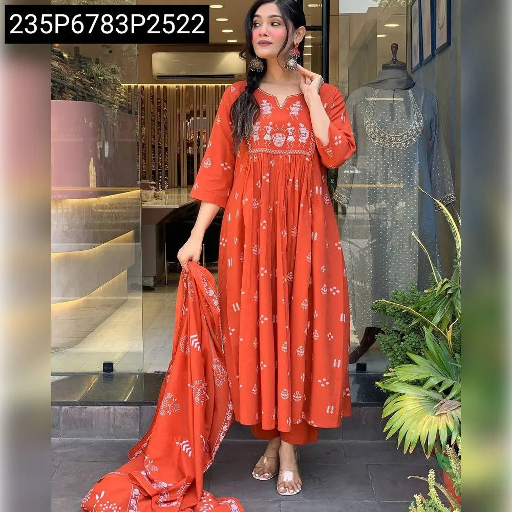 Embroidered Cotton Kurti Set for Women