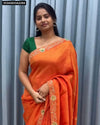 Orange Embroidered Cut Work Saree for Women | Festive & Party Wear Ethnic Wear Online