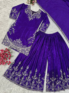 Embroidered Designer Sharara Suit Set for Women | Party Wear