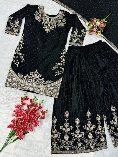 Embroidered Designer Sharara Suit Set for Women | Party Wear
