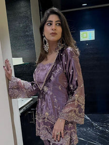 Embroidered Fandy Silk Kurti Set for Women | Festive & Party Wear
