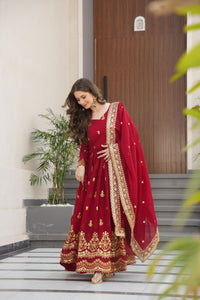 Embroidered Faux Blooming Anarkali Gown Women's | Party & Festive Wear