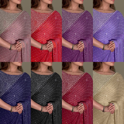 Embroidered Faux Georgette Sequin Saree for Women | Party & Festive Wear