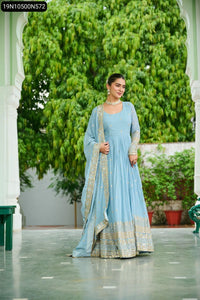 Embroidered Faux Georgette Women's Gown | Party Wear