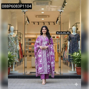 Elegant Embroidered Flared Women's Cotton Kurta Set | Festive & Traditional Wear