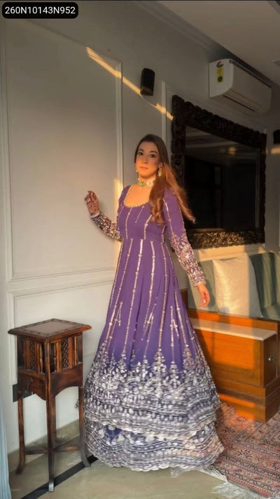 Embroidered Georgette Lehenga Gown for Women | Festive & Party Wear