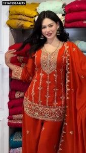 Embroidered Georgette Palazzo Suit for Women | Festive & Party Wear
