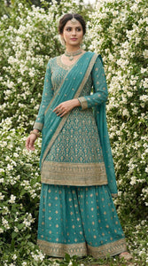 Embroidered Georgette Palazzo Suit for Women | Festive Ready