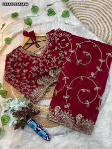 Buy Maroon Embroidered Georgette Saree for Women | Festive & Wedding Glam | Ethnic Wear Online