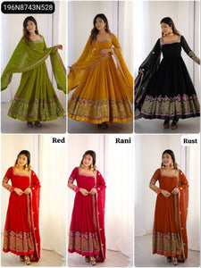 Embroidered Georgette Women's Gown | Party & Festive Wear by Mystique Fashions