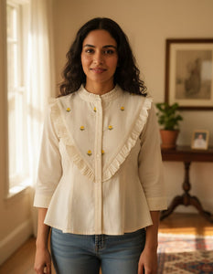 Embroidered Khadi Cotton Short Top for Women | Casual Wear