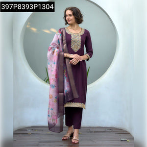Embroidered Kurta Pant Dupatta Women's Set | Festive & Party by Vatican Silk