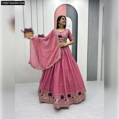 Embroidered Moss Shimmer Lehenga Choli for Women | Festive Wear