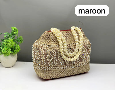 Buy Embroidered Pearl Potli Bag for Women & Girls - Festive Ethnic Accessory Online
