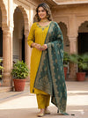 Embroidered Roman Silk Kurta Set for Women | Festive Wear