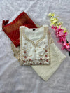 Embroidered Roman Silk Kurti Pant Dupatta Set for Women | Festive Chic