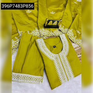 Embroidered Roman Silk Kurti Set for Women | Festive & Casual Chic