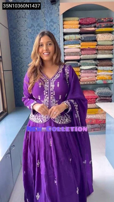 Purple Embroidered Sequence Chinon Lehenga Set for Women - Festive & Ethnic Wear Online