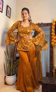 Embroidered Sequence Sharara Set for Women | Party Wear