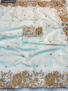 Embroidered Soft Crush Silk Saree for Women | Festive Wear