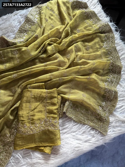 TRENDBUY Embroidered Soft Silk Crush Saree for Women | Luxurious Festive & Party Wear Ethnic Saree Online