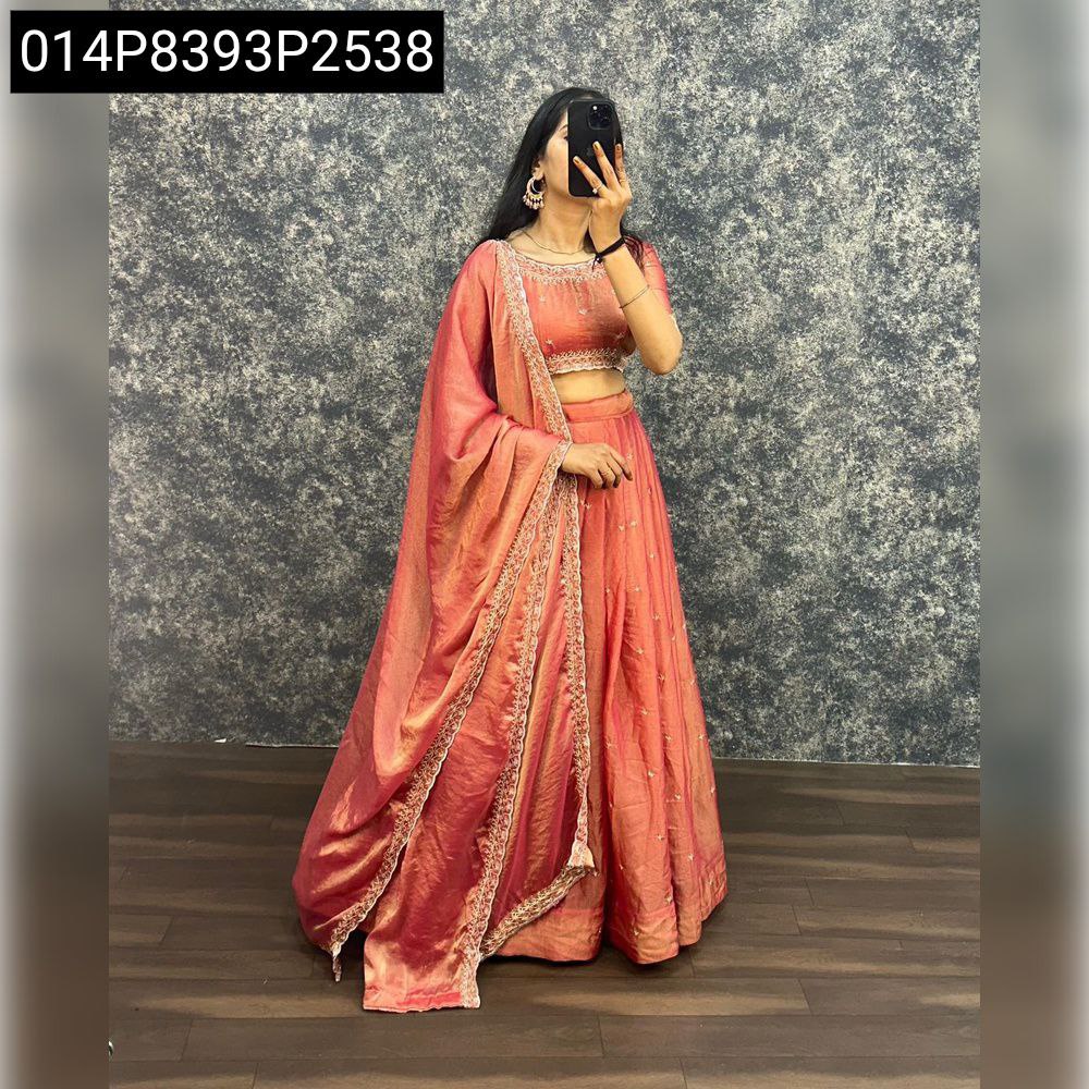 TRENDBUY Violet Tissue Silk Lehenga with Elegant Sequence Work