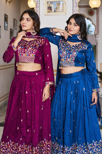 Embroidered Vichitra Silk Lehenga Choli for Women | Wedding Wear