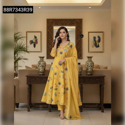 Embroidered Viscose Chanderi Anarkali Suit for Women | Festival & Party Wear