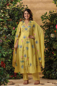 Embroidered Viscose Chanderi Silk Kurti Set for Women | Festive & Casual Wear