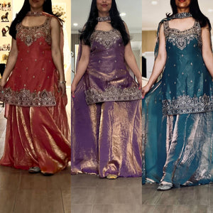 Embroidery Sequence Ready To Wear Women's Top-Plazzo & Dupatta Set | Festive Wear