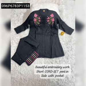 Embroidery Viscose Short Co-ord Set Women's | Traditional & Casual Elegance