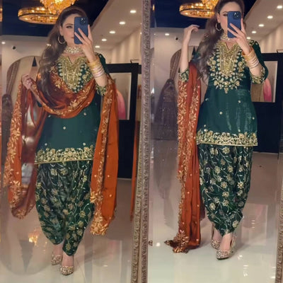 Emerald Green Dhoti Salwar Suit for Women | Designer Party Wear Ensemble