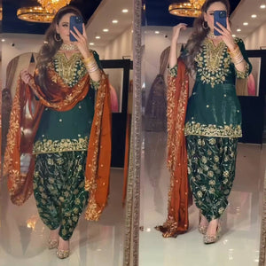 Emerald Green Dhoti Salwar Suit for Women | Designer Party Wear Ensemble