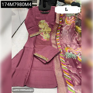 Enchanting Plum Roman Silk Handwork Kurti Set with Lehriya Dupatta for Women | Festive Elegance