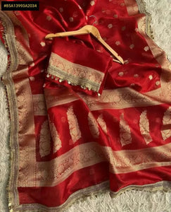 Premium Banarasi Tissue Silk Saree with Golden Zari Woven Design for Weddings