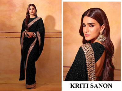 Exclusive Bollywood Georgette Saree - Heavy Diamond Mirror Work