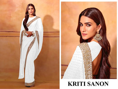 Exclusive Bollywood Georgette Saree - Heavy Diamond Mirror Work