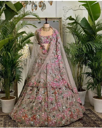 Exclusive Bridal Lehenga with Heavy Sequins Embroidery for Women