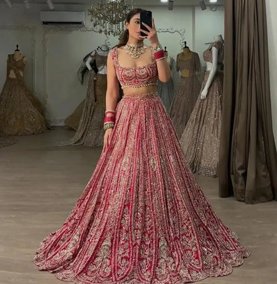 Exclusive Bridal Lehenga with Heavy Sequins Embroidery - Wedding Wear for Women