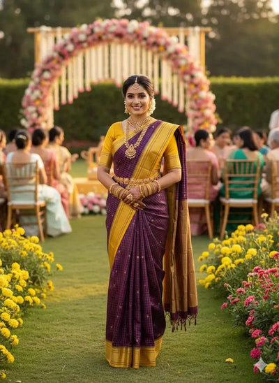 Exclusive Cotton Checks Minakari Silk Saree - Luxe Paithani Weave for Women