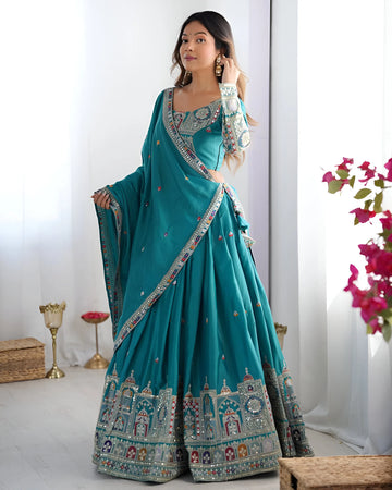 Exclusive Crepe Silk Lehenga Choli with Heavy Embroidery for Festive Wear