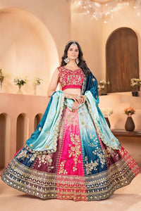 Exclusive Designer Chinon Lehenga Choli with Heavy Sequin Embroidery for Wedding and Festive Wear