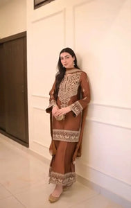 Exclusive Designer Chinon Silk Palazzo Set - Elegant Embroidery for Women | M-XXL